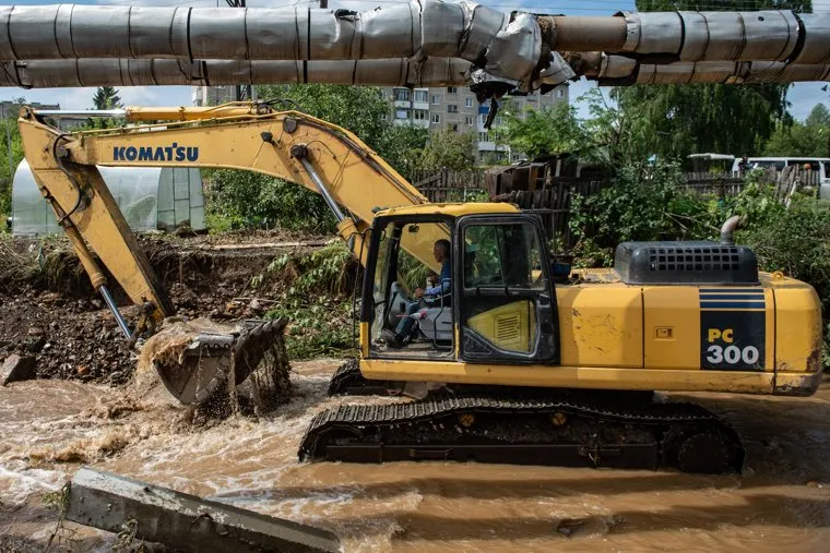 Последствия паводка в городе Нижние Серги. Свердловская область