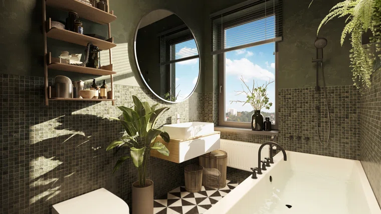 Планировку с окном в ванной комнате называют новым форматом жизни, который позволяет почувствовать себя героем фильма