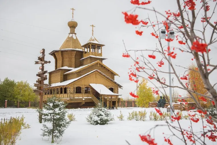 Первый снег. Сургут, старый сургут