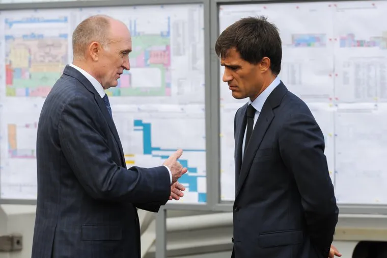 Осмотр полпредом президента Николаем Цукановым стройки в Челябинском аэропорту и строительство конгресс-холла Таганай. Челябинск, дубровский борис, гаттаров руслан