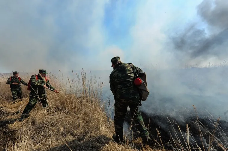Учения МЧС по тушению лесных пожаров и сельскохозяйственных палов. Челябинск