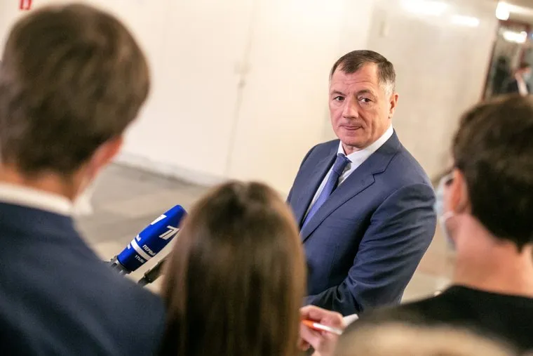 Марат Хуснуллин на пресс-подходе после селекторного совещания в Доме Правительства. Москва