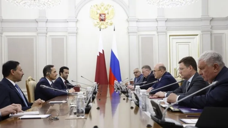 Встреча Михаила Мишустина с Министром иностранных дел Государства Катар Мухаммедом бен Абдель Рахманом Аль Тани