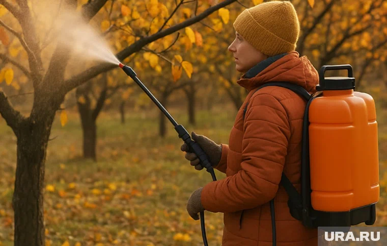 Опрыскивать сад осенью нужно, чтобы защитить от болезней и вредителей, которые зимуют в коре и почве