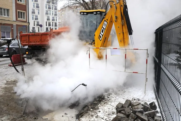 Порыв теплотрассы. Клипарт. Тюмень