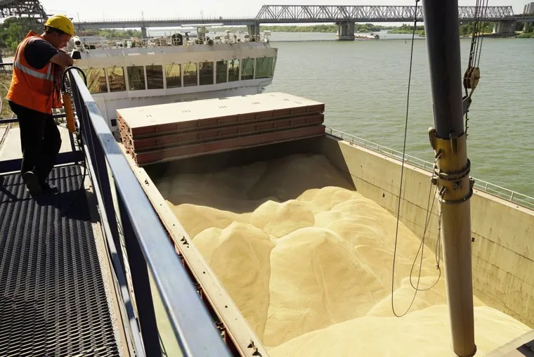 Погрузка зерна в Ростовском порту. Ростов на Дону