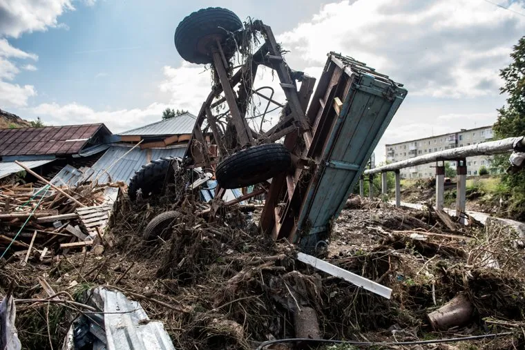 Последствия паводка в городе Нижние Серги. Свердловская область