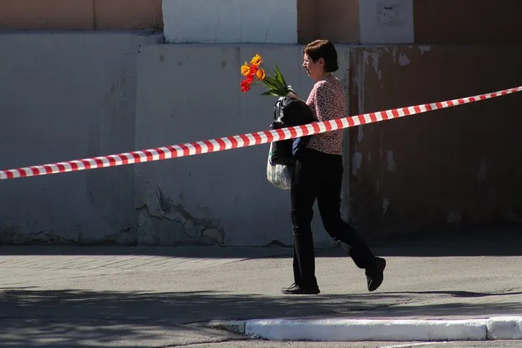 Город перед праздником 9 мая. Курган