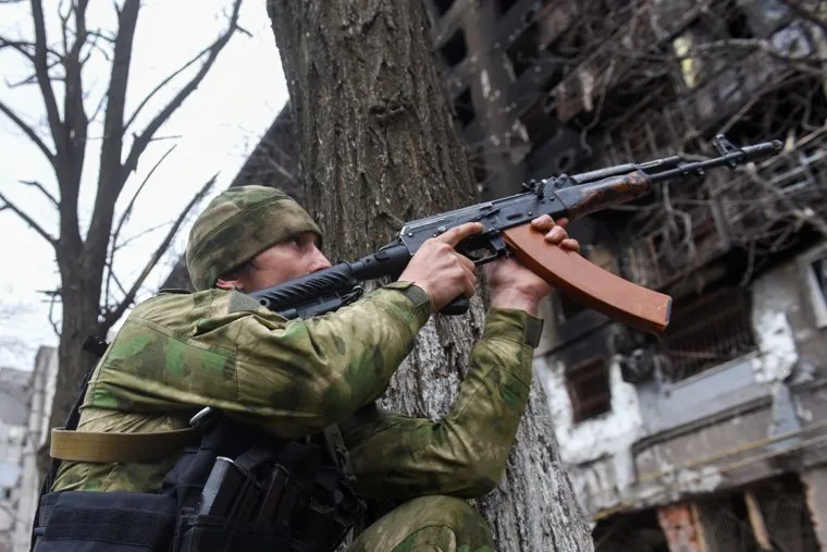 Работа чеченского добровольческого батальона Ахмат в Мариуполе. Украина