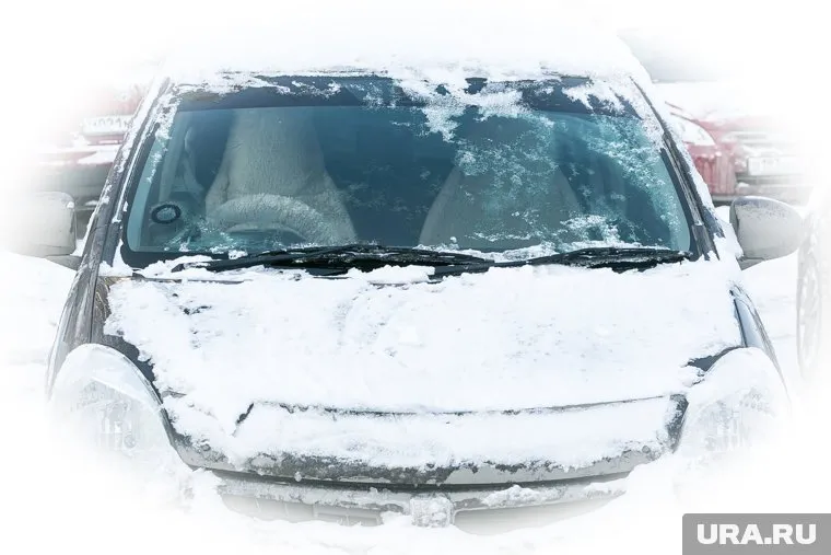 Ветки деревьев под тяжестью снега падают на припаркованные авто