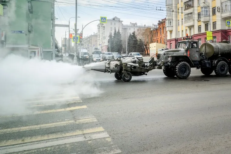Дезинфекция проспекта Ленина и улицы Воровского. Челябинск