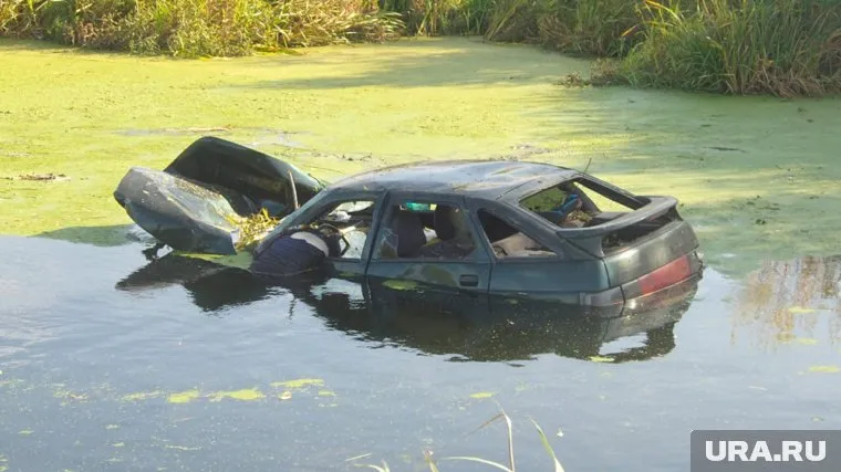Легковушка упала в болото на окраине Екатеринбурга