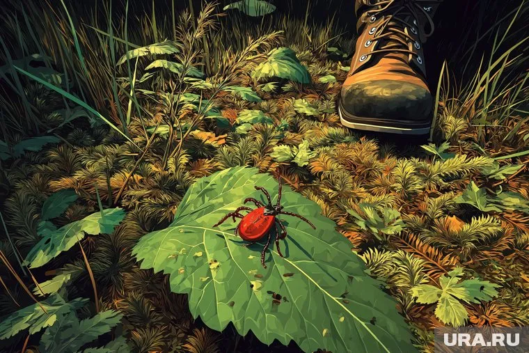 Клещи обитают в траве и кустарниках