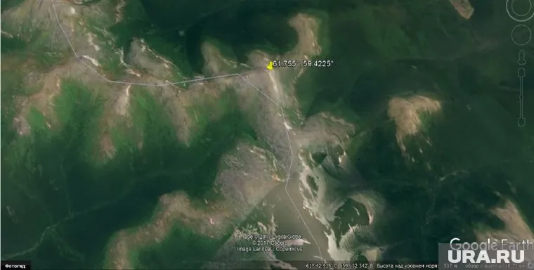 На карте указаны координаты НЛО