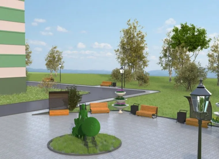 В сквере у Курганской областной больницы №2 смонтируют топиарную фигуру "Мама с детьми"