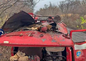 Появились фото последствий атаки БПЛА на машину МЧС со спасателями в ДНР