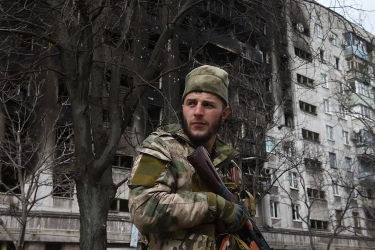 Работа чеченского добровольческого батальона Ахмат в Мариуполе. Украина